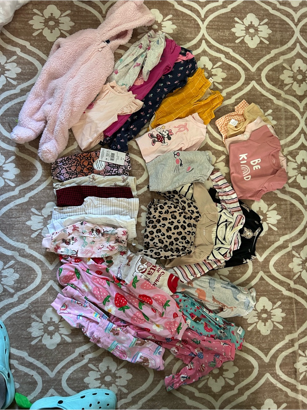 Girls Pink Plush Hooded One-Piece and Mixed Pink Clothing Lot - Kids Accessories